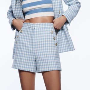 L ZARA | HOUNDSTOOTHS HIGH WAISTED SHORT